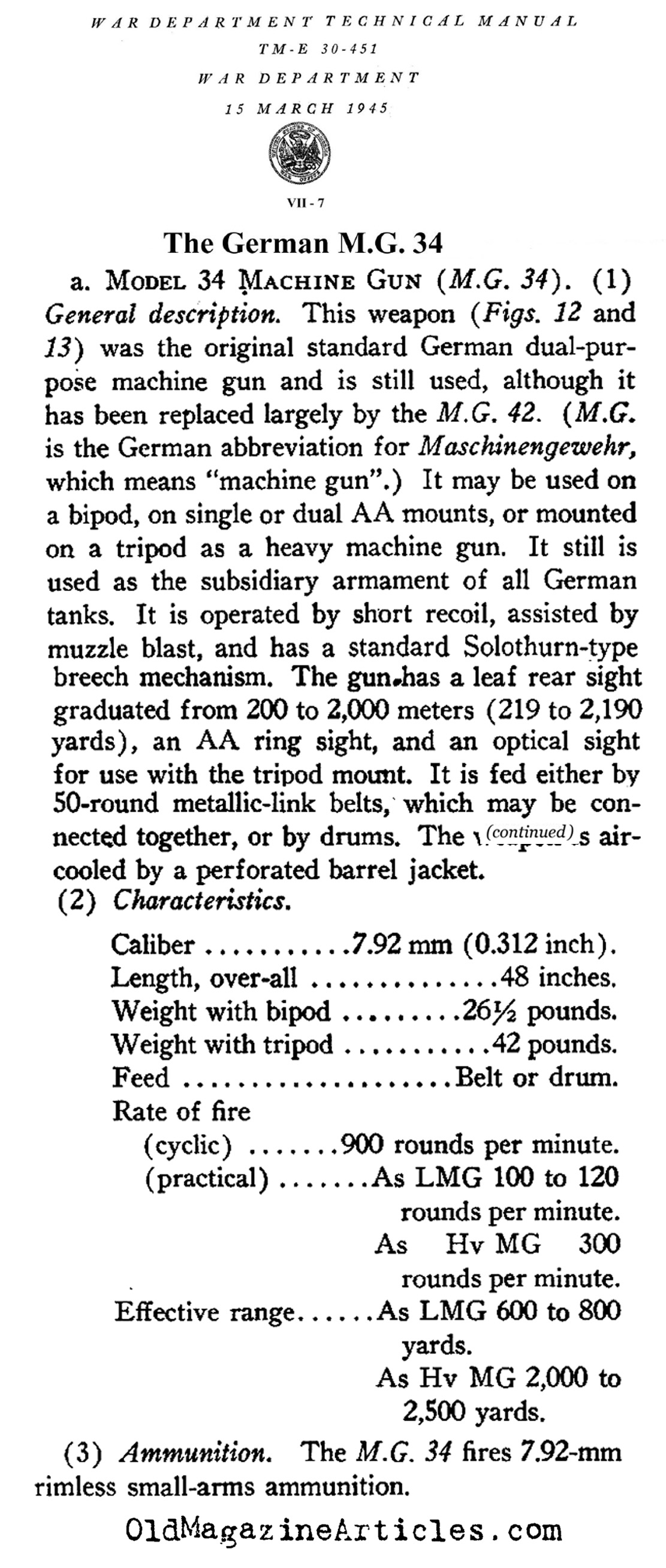 The German M.G. 34 (U.S. Dept. of War, 1945)